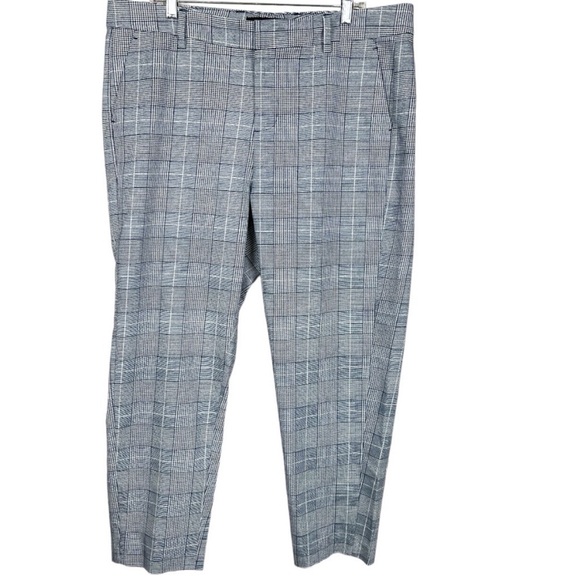 Liverpool Pants - Liverpool navy blue/white plaid trouser pants 16W